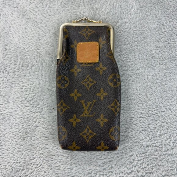 Louis Vuitton RARE LV Monogram Kisslock Glasses Case Change Coin Purse Canvas - Picture 1 of 14